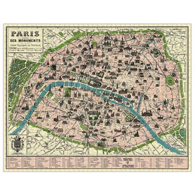 Cavallini Wall Art Poster - Paris Map